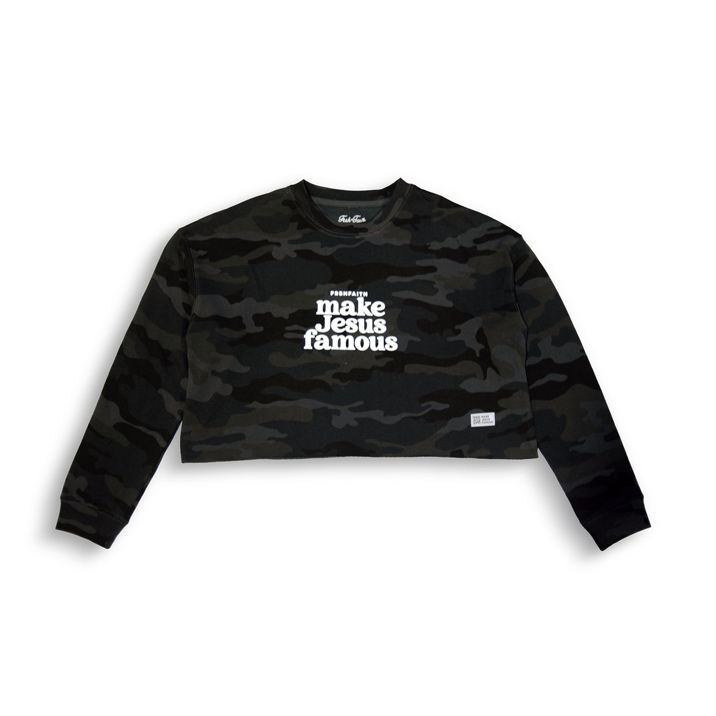 Blk Camo Crop Crewneck