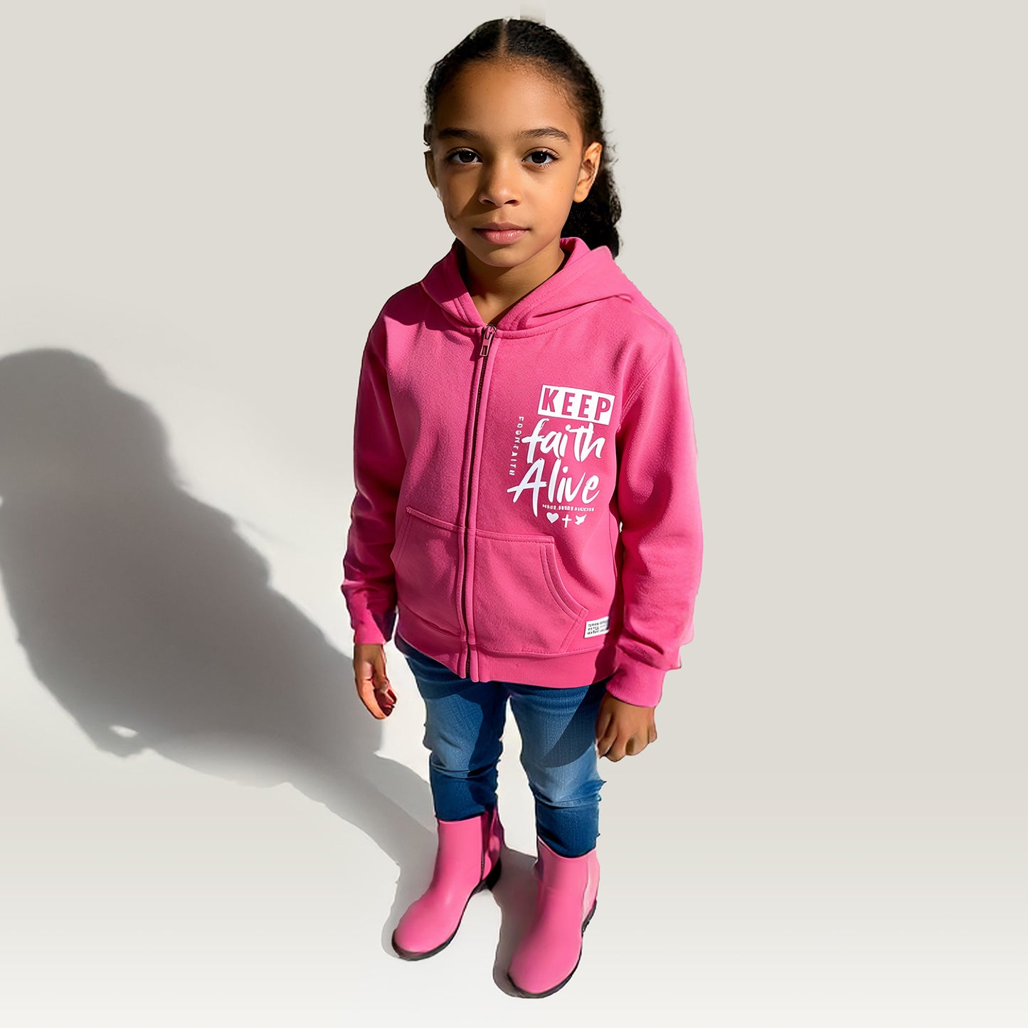 Hot Pink MJF Youth Zip Hoodie