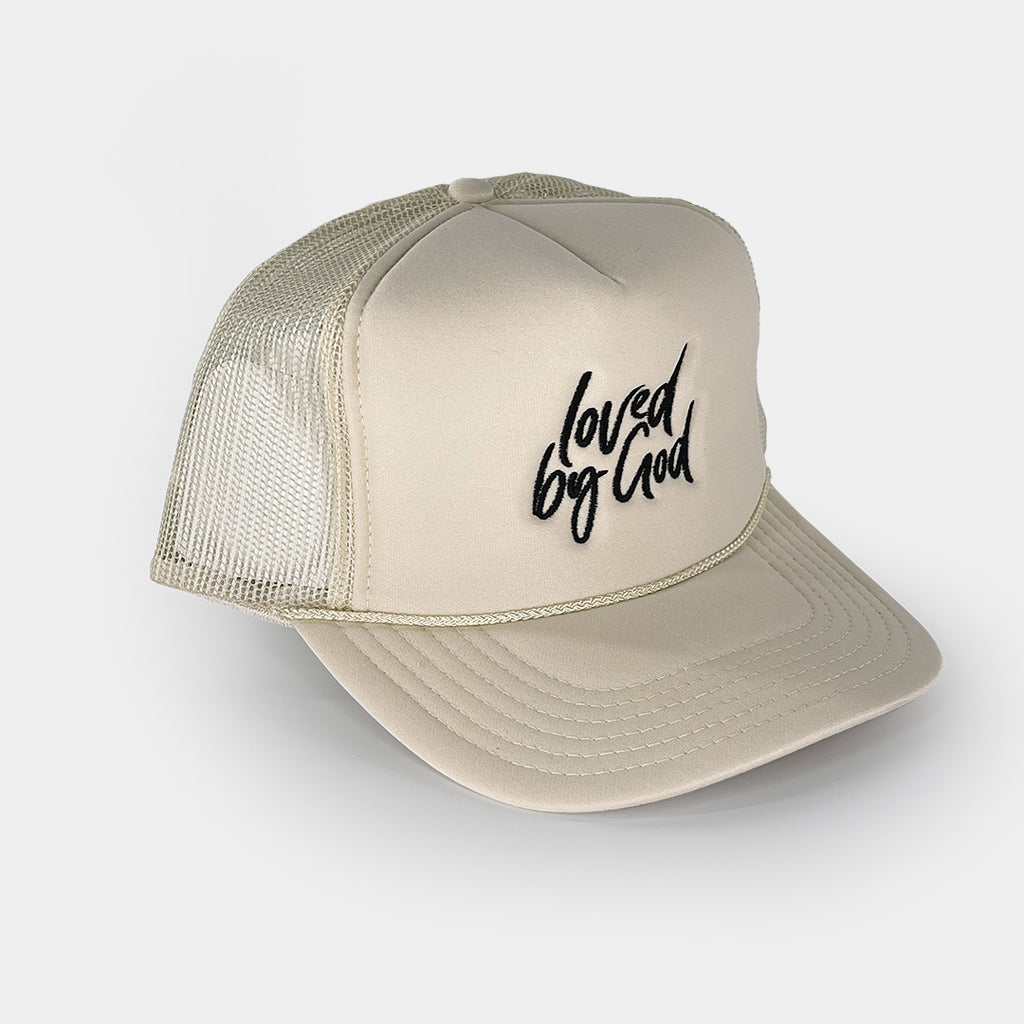 Loved by God Scripted Trucker Hats