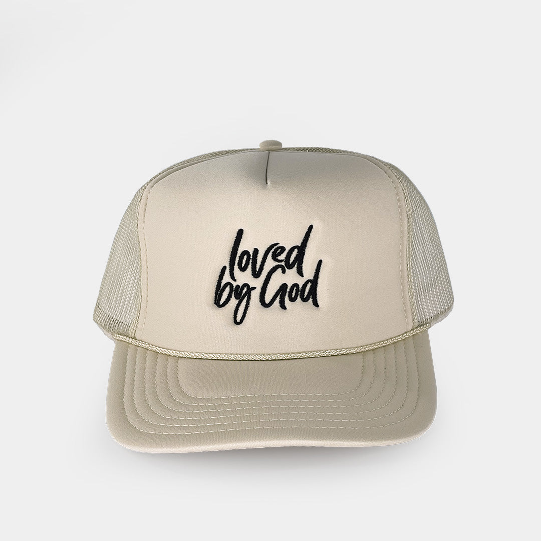 Loved by God Scripted Trucker Hats