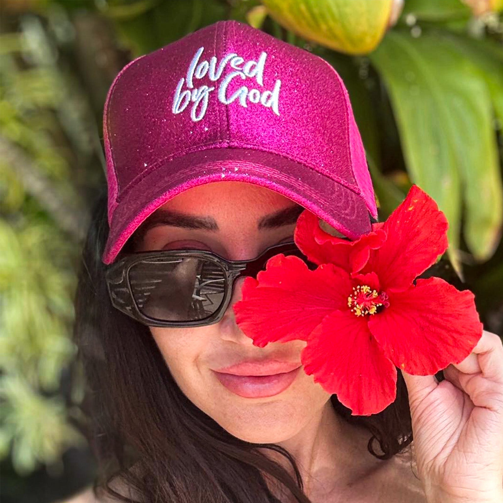 Loved by God Glitter Trucker Hats