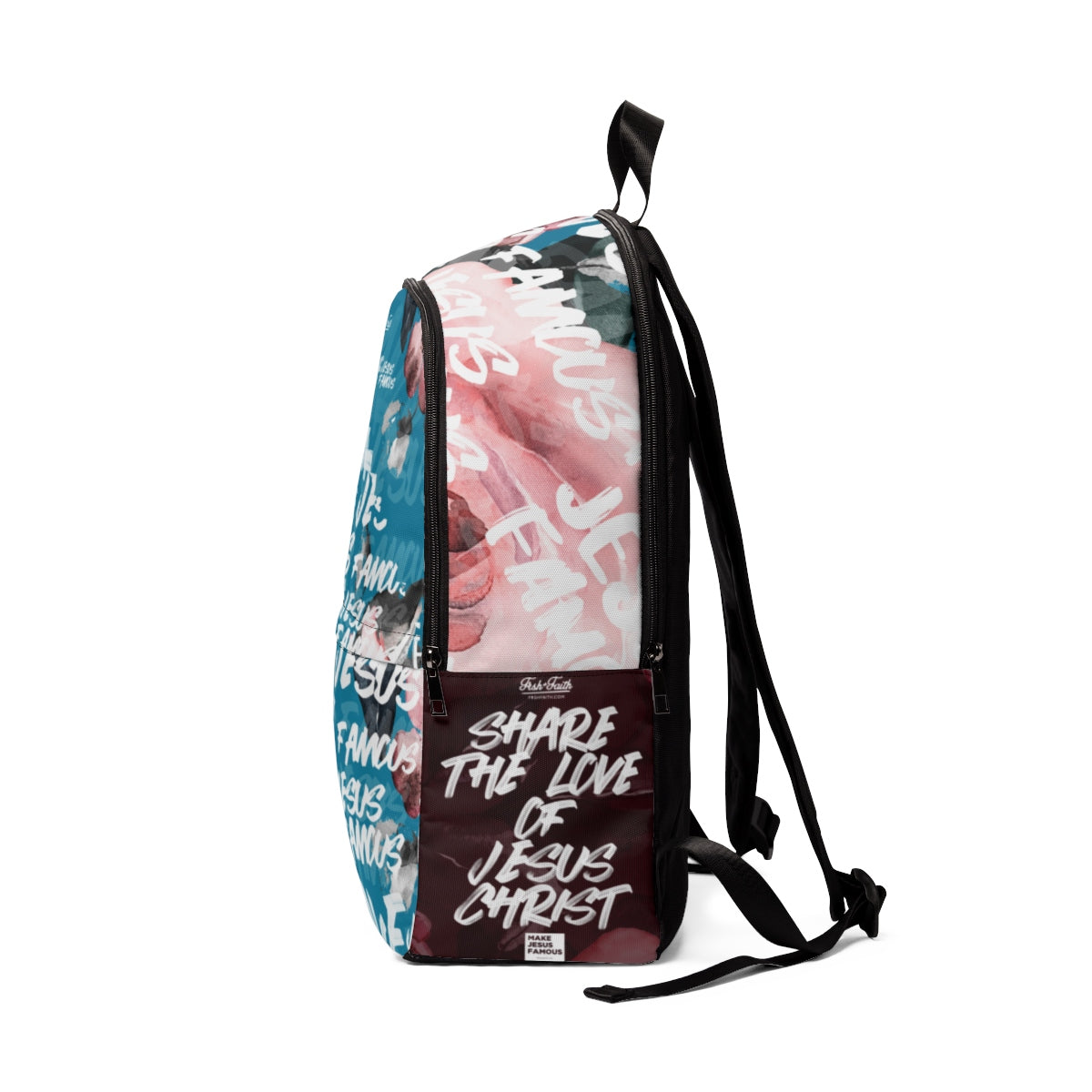 MJF Teal & Floral Fabric Backpack