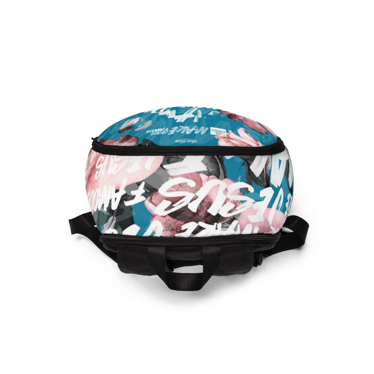 MJF Teal & Floral Fabric Backpack