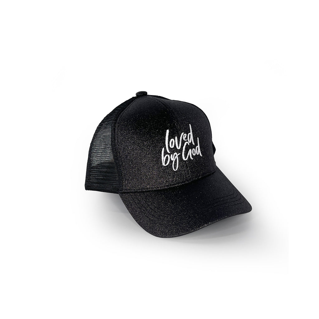 Loved by God Glitter Trucker Hats