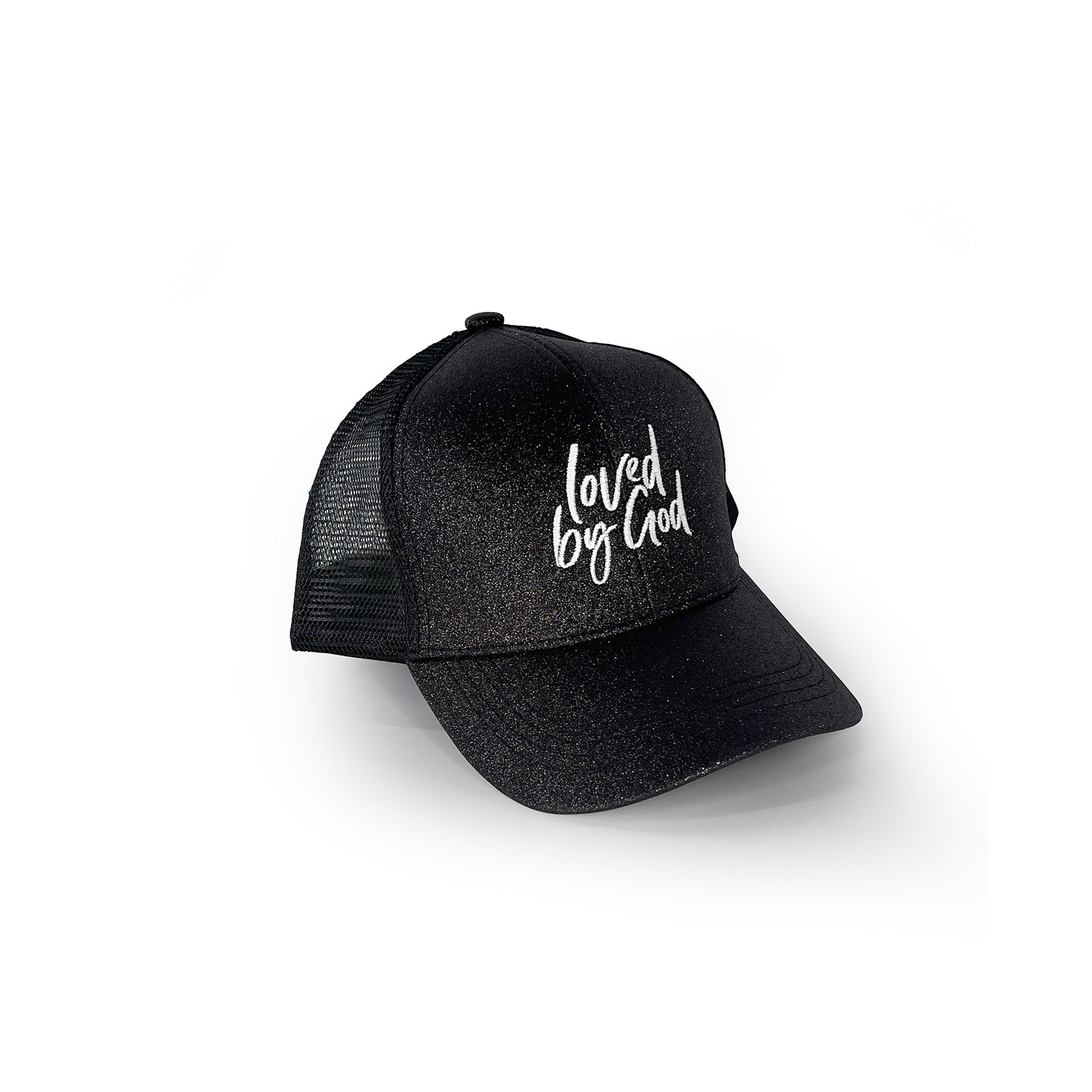 Loved by God Glitter Trucker Hats