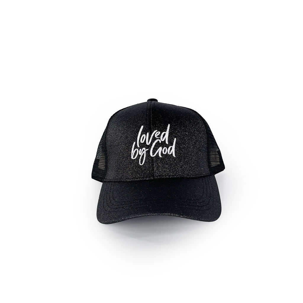 Loved by God Glitter Trucker Hats