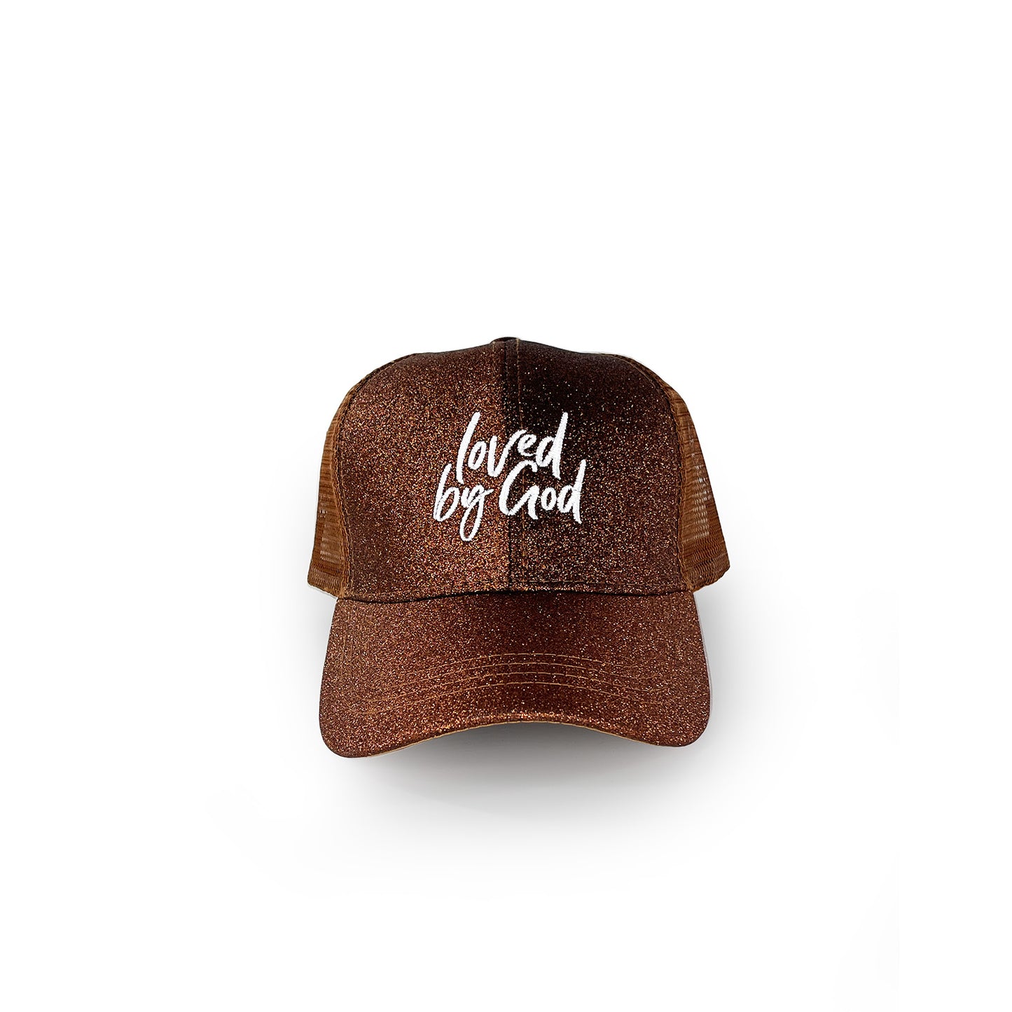 Loved by God Glitter Trucker Hats