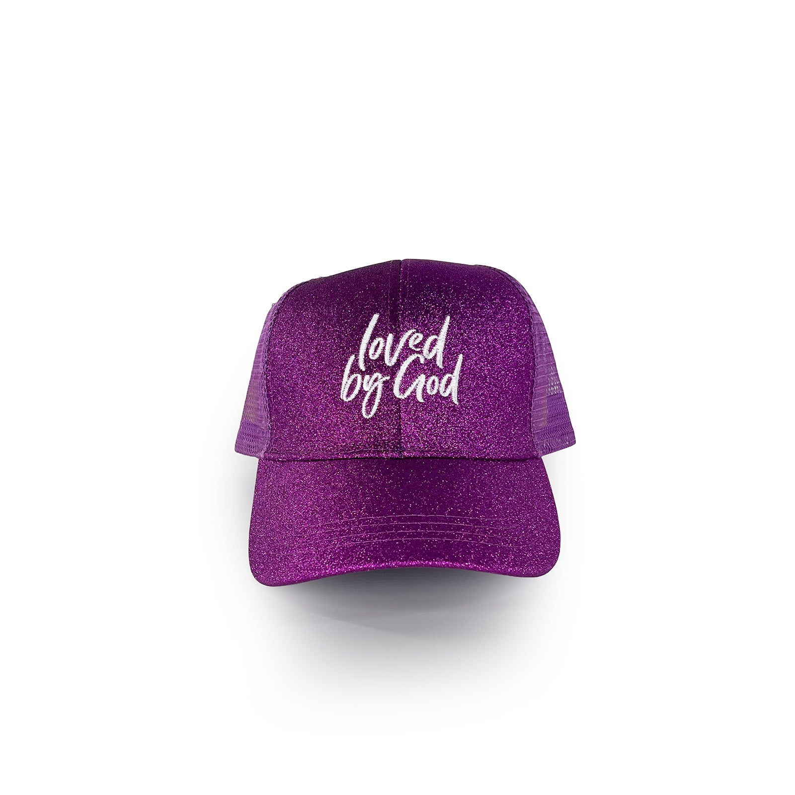 Loved by God Glitter Trucker Hats