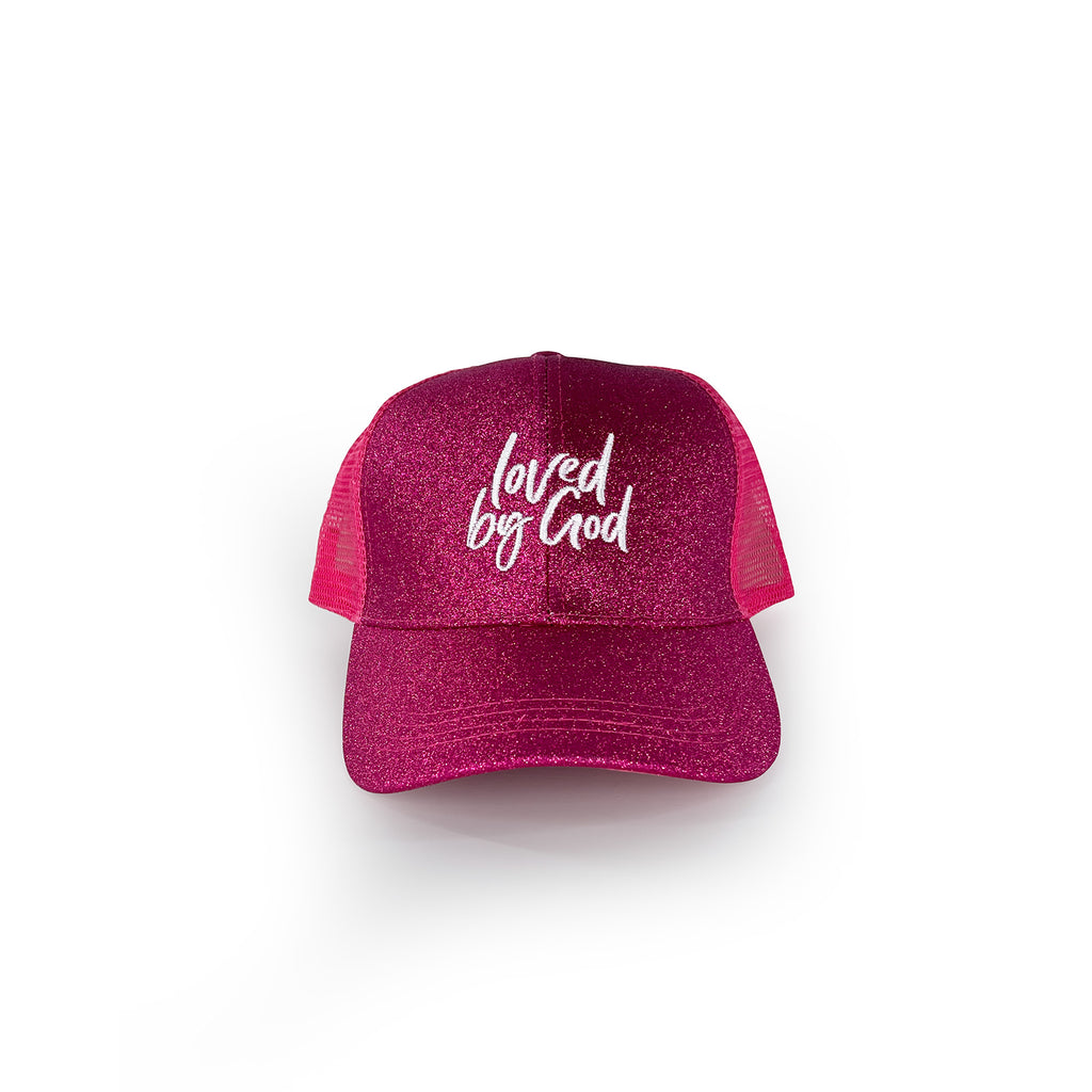 Loved by God Glitter Trucker Hats