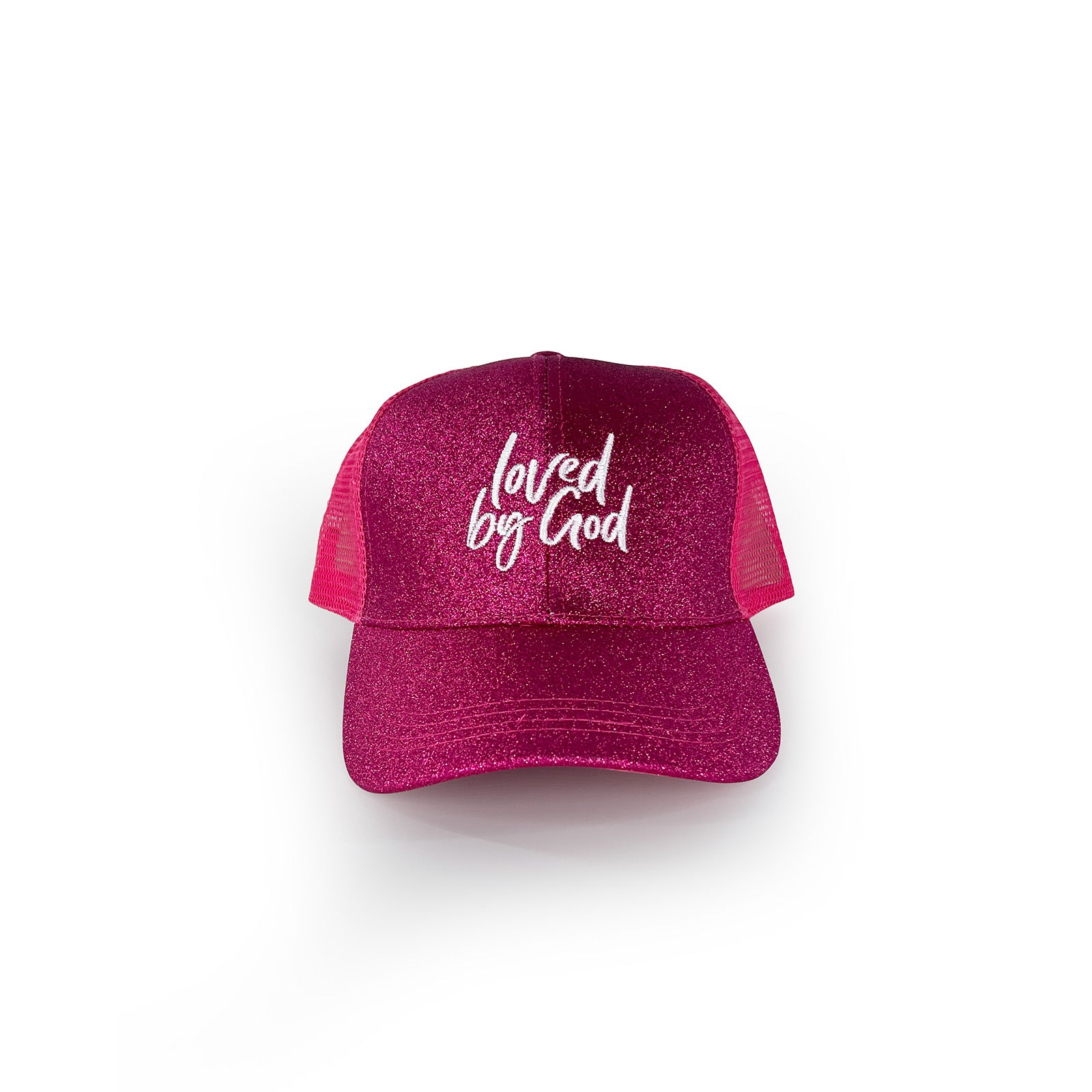 Loved by God Glitter Trucker Hats