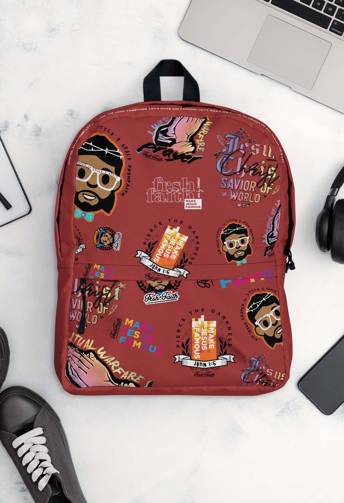 FrshFaith Stickers & Logo Backpack