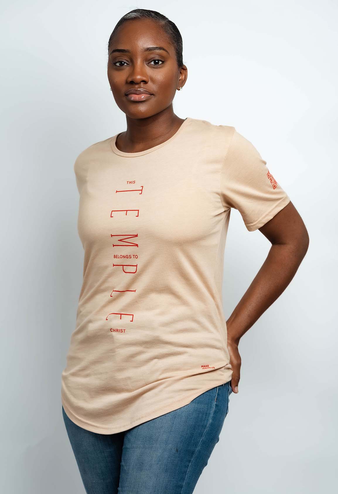 This Temple Belongs To Christ: A faith inspiring and casual/trendy curved tee for many occasions.