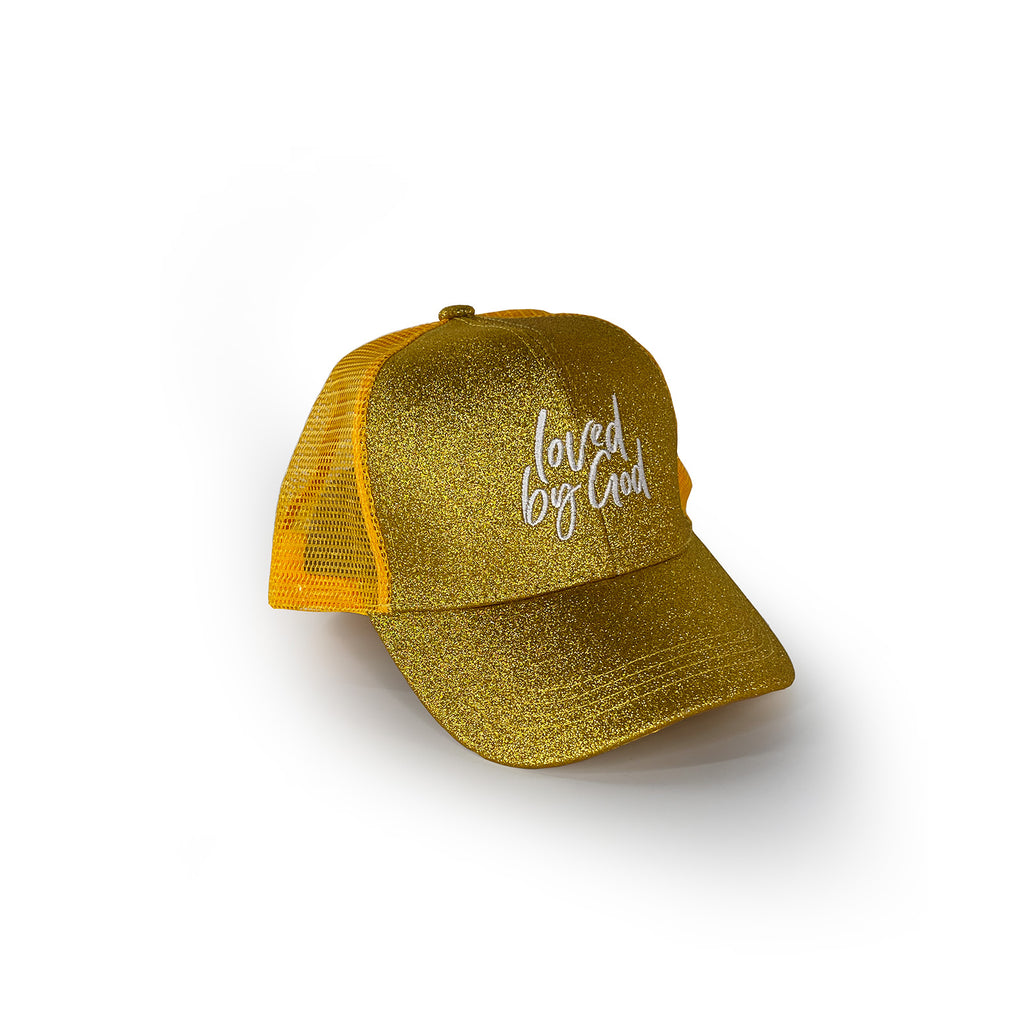 Loved by God Glitter Trucker Hats