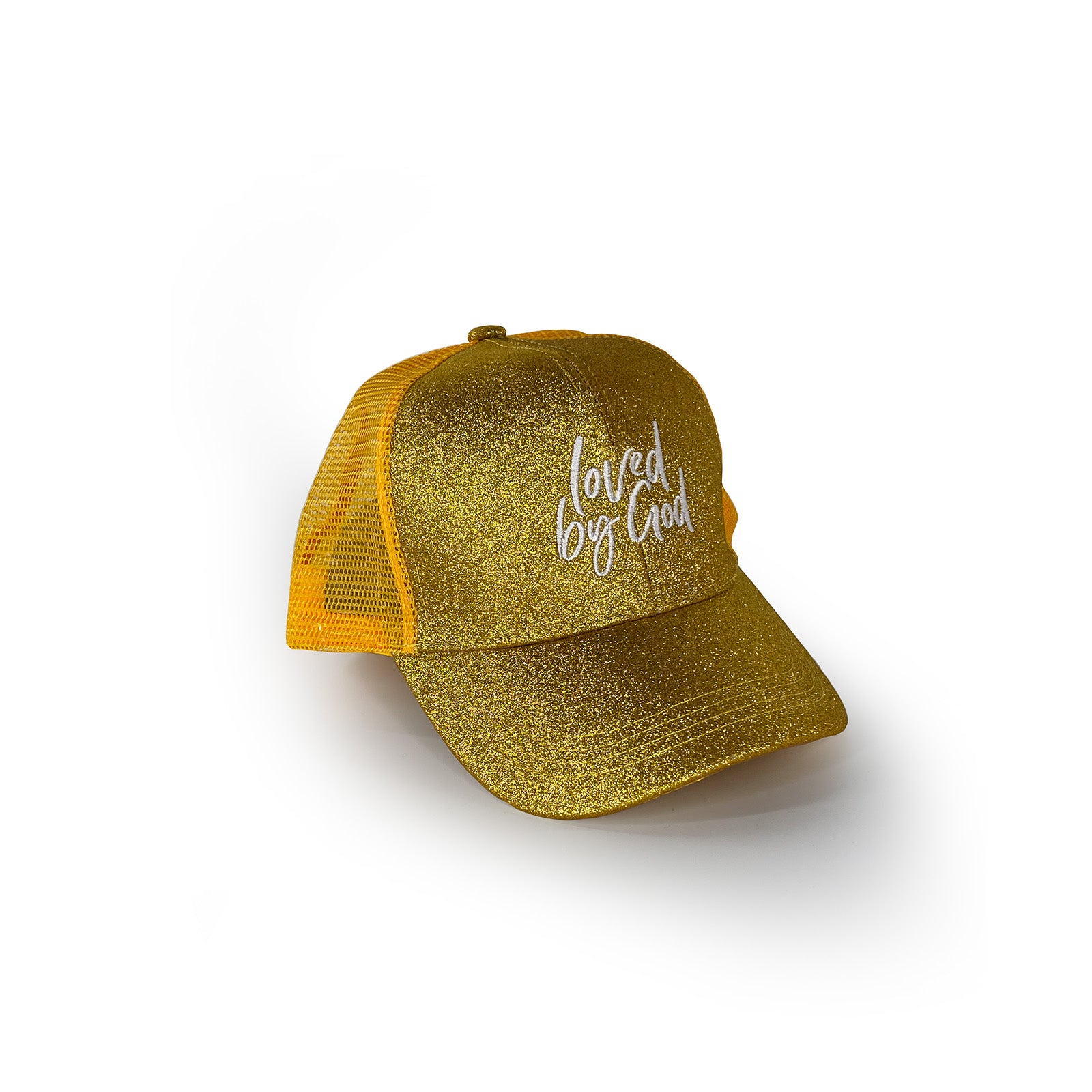 Loved by God Glitter Trucker Hats