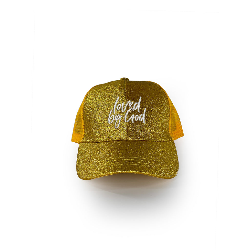 Loved by God Glitter Trucker Hats