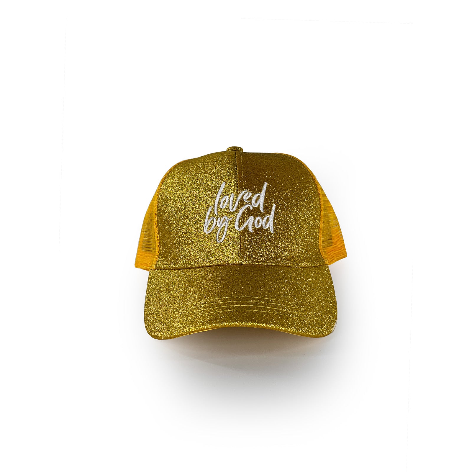 Loved by God Glitter Trucker Hats