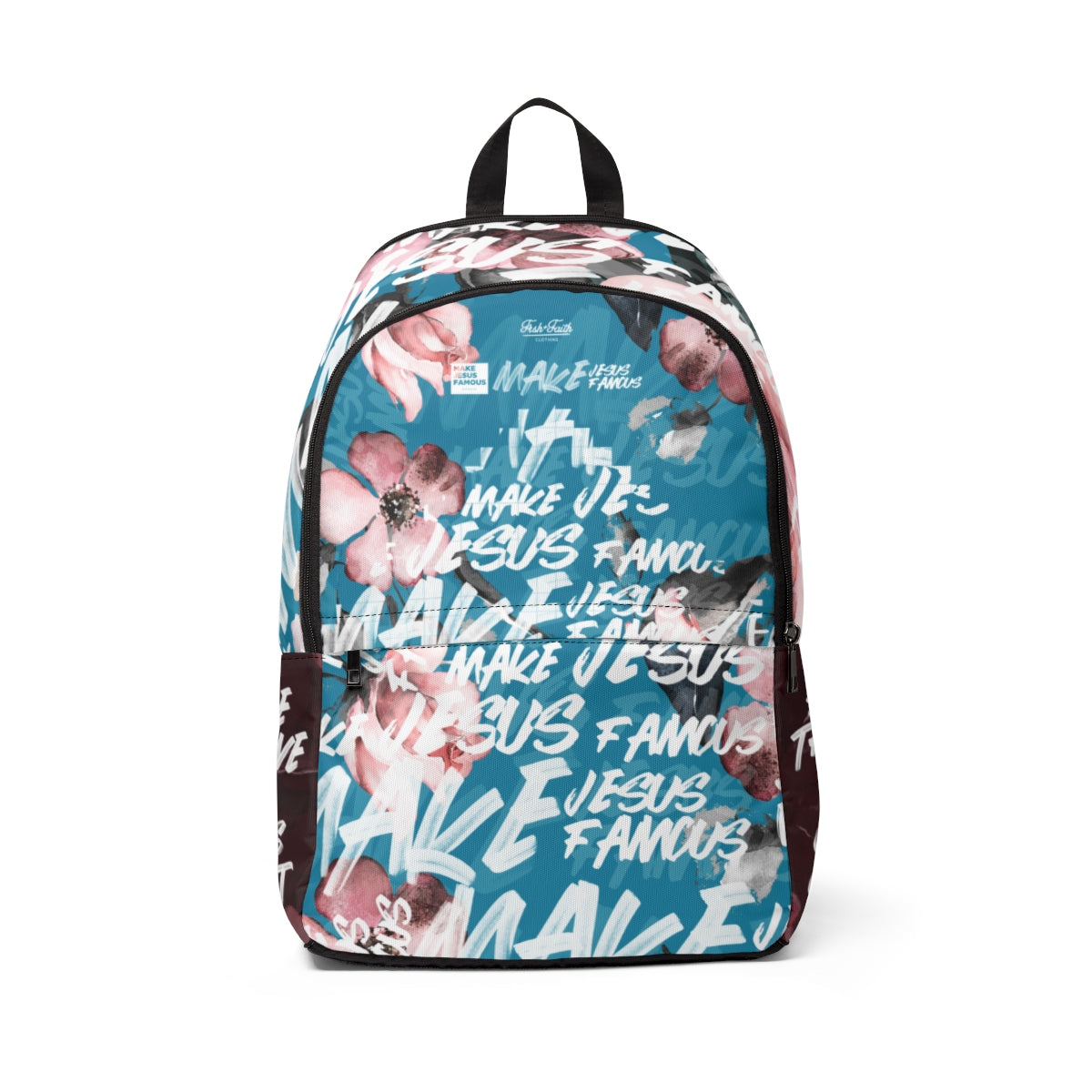 MJF Teal & Floral Fabric Backpack