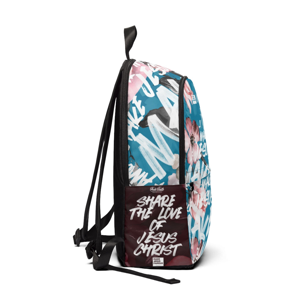 MJF Teal & Floral Fabric Backpack
