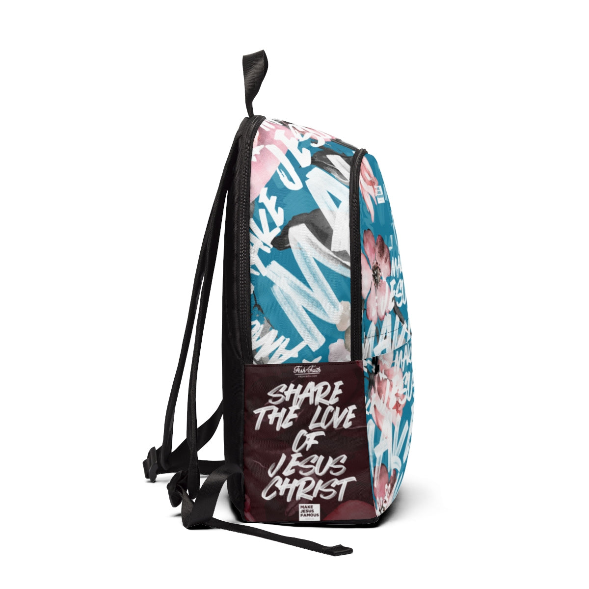 MJF Teal & Floral Fabric Backpack